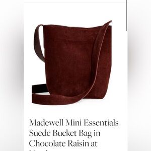 NWT Madewell essential mini bucket bag suede